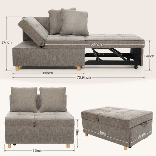 Folding ottoman sofa bed - folding,
